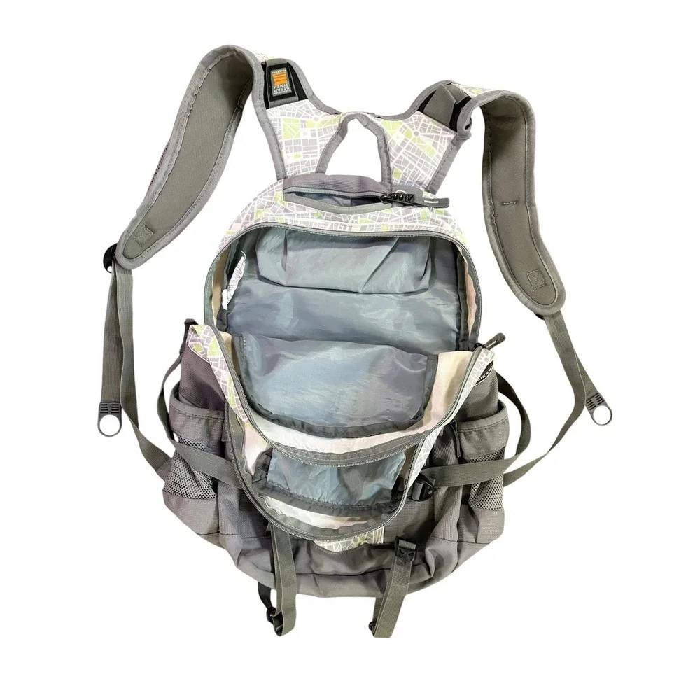 High Sierra Gray Map Print Multi Pocket Hiking Travel Backpack